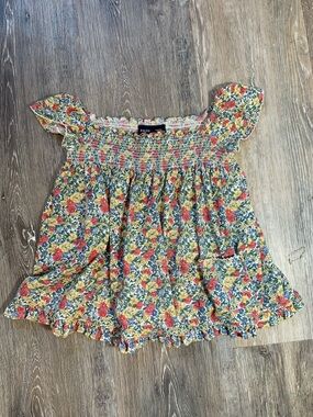 3/$10💕 Ralph Lauren Yellow Floral Smocked Girls Top with Red Accents